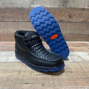 Men's Mexican Handwoven Petatillo Shoes Double Density Blue Sole Genuine Leather